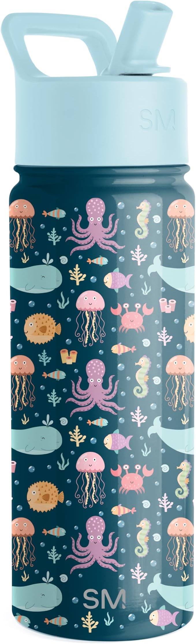 Simple Modern Kids Summit Water Bottle with Straw Lid | 18oz Stainless Steel Cup Insulated Tumbler for Toddlers, School | Under the Sea