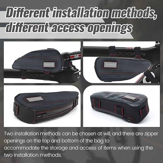 RideRow Bike Top Tube Bag Bicycle Front Frame Bag Waterproof Bike Pouch Pack,Phone Bag Cycling Accessories Pouch for Mountain Road Bike Black