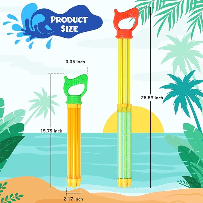 Dsmile 2 Packs Water Guns for Kids Adults,Blast Water from 4 nozzles with Long Range,Squirt Guns Water Blaster Pool Toys High Capacity for Boys Girls