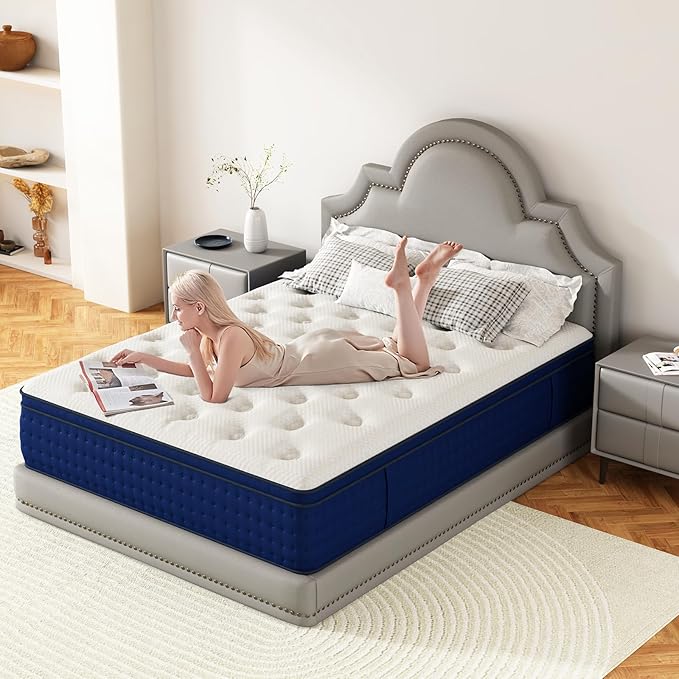 12 Inch Full Size Mattress, Memory Foam and Pocketed Coils Hybrid Mattress with Pressure Relief, Motion Isolation,Edge Support, Plush Feel, Mattresses in a Box, CertiPUR-US Certified