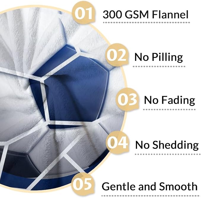 Soccer Gifts - 50x60 Inches Large Blanket for Boys Girls - Soft Fuzzy Cozy Throws Gift for Soccer Team - Blue Sports Throw Blanket for Couch, Living Room & Office