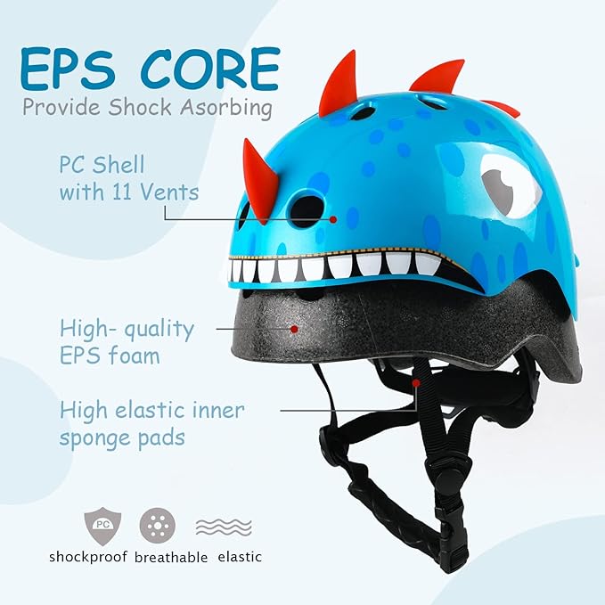 Kids Toddler Bike Helmet, Adjustable and Multi-Sport for Child Boys and Girls, 2 Sizes