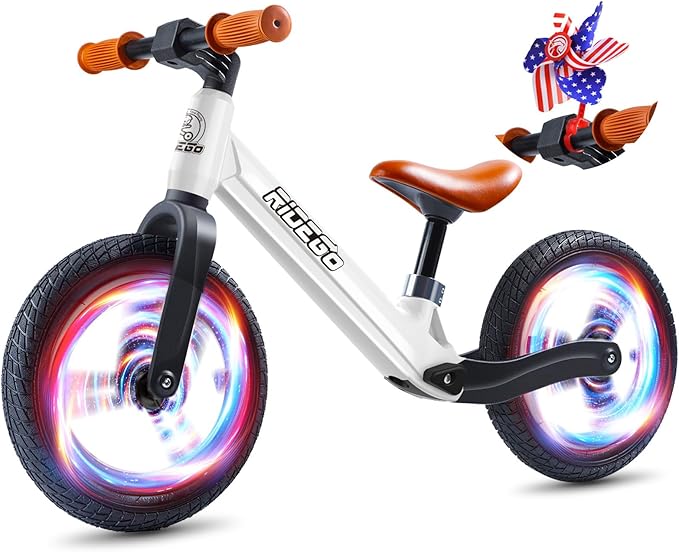 Ridego 12 Inch Balance Bike for Kids 2-4 Year Old,Lightweight Kids Bike with Adjustable Seat, Push Bicycle with Air Rubber Tires，Ride-on Toys Birthday Gift