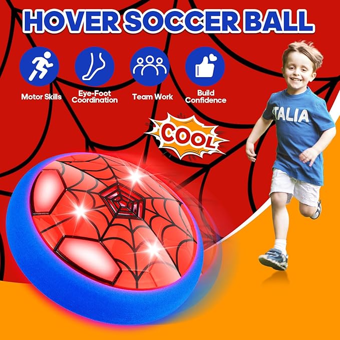 Indoor Hover Soccer Ball,Light-Up Toys for Boys Ages 5-7,6-8,8-12, Fun LED Football Game Toy with USB Rechargeable Battery,Christmas Birthday Gifts for Kid 4,5,6,7,8,9,10,11,12,13 Year Old