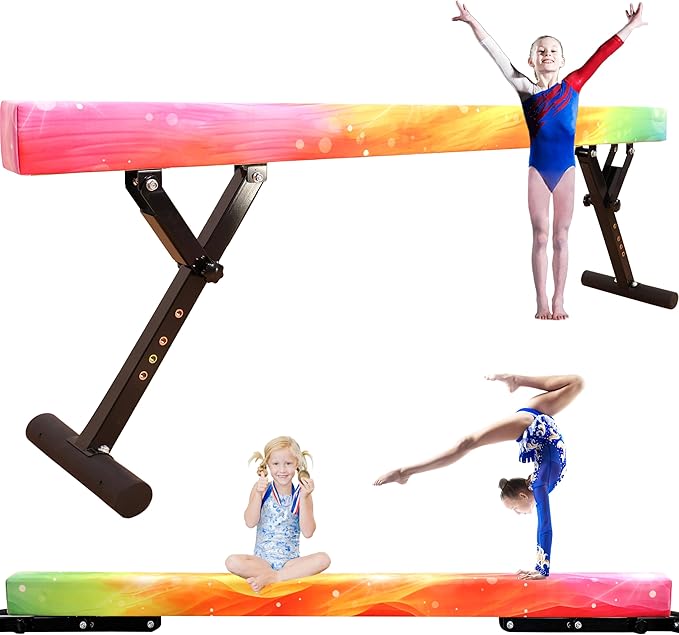 Adjustable Balance Beam 8 ft Gymnastic Beam Adjustable Height for Kids and Teenage of All Gymnastic Levels, Gymnastic Training Beam Gymnastic Equipment for Athlete Home and Gym Club Use