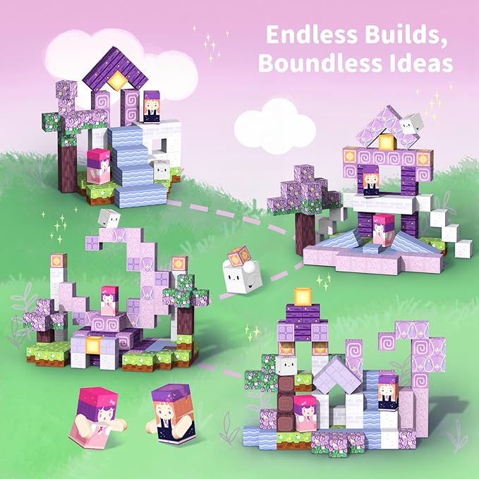 Magnetic Blocks Kid Building Toys - 120Pcs Magnet Cubes Toddler Montessori Sensory STEM Toy for 3-5 4-6 5-7 6-8 Year Old Boys Girls, Build Magic Castle Set