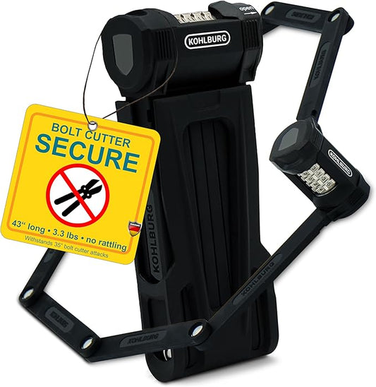 Folding Bike Lock [43”] Bolt Cutter Proof with 4-Digit Combination Code & Bracket - Long Foldable Bike Lock of Heavy Duty Anti Theft Security Level for Bicycle e-Bike MTB & Scooter