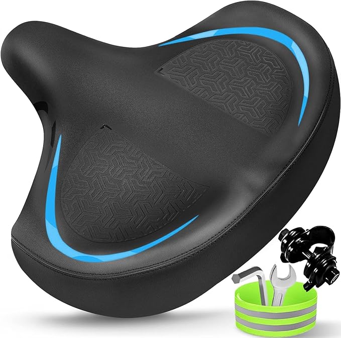 2024 New Noseless Bike Seat Cushion for Men & Women - Extra Padding & Comfort Wide Bicycle Seat, Oversized Comfortable Saddle for Peloton Bikes, Exercise Bikes, Electric Bikes, Cruiser Bikes
