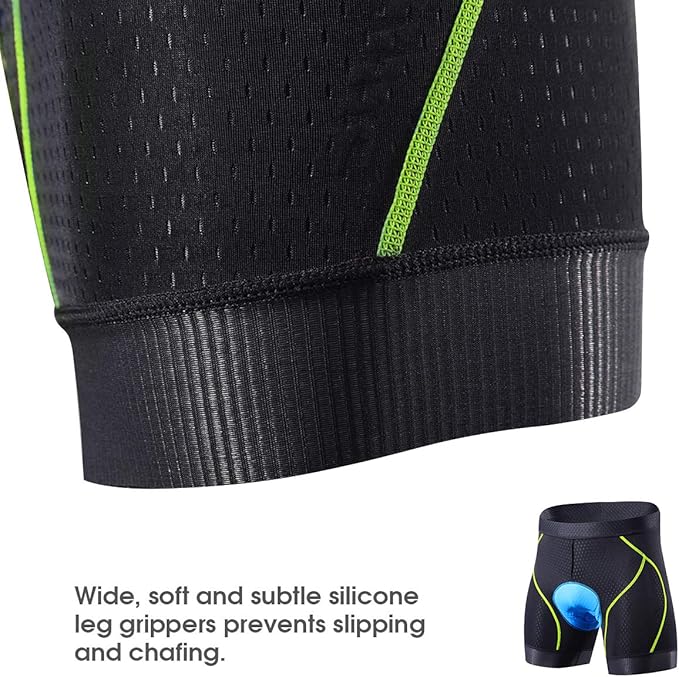 Souke Sports Men's Cycling Underwear Shorts 4D Padded Bike Bicycle MTB Liner Shorts with Anti-Slip Leg Grips