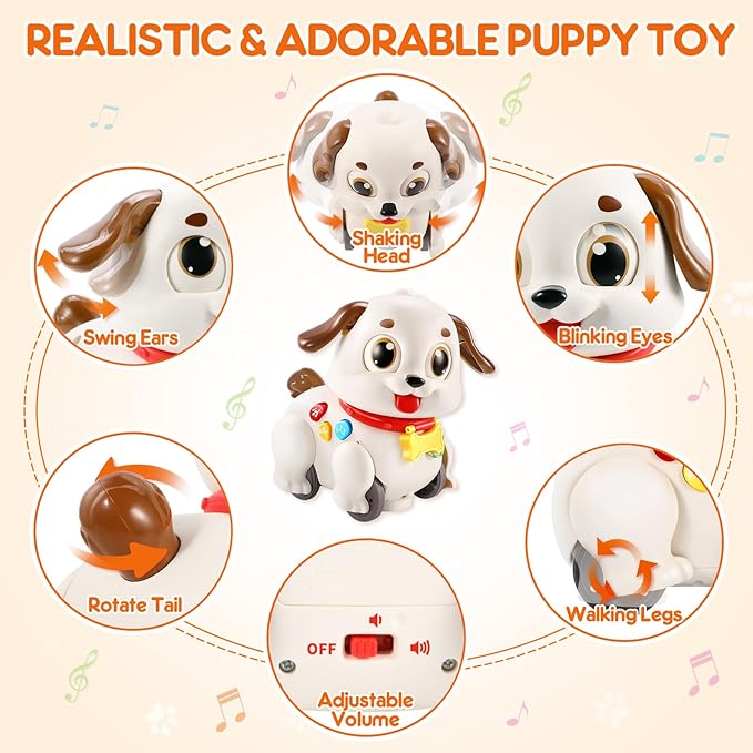 LUDILO Learning Toys for 1 Year Old Boy Girl Gifts: Pull Along Crawling Toy Musical Puppy 6 7 8 9 10 12 18 Month Old Baby Toy 1st Birthday Gifts for Boys Girls Toddler Infant Baby Toys 6-12-18 Months