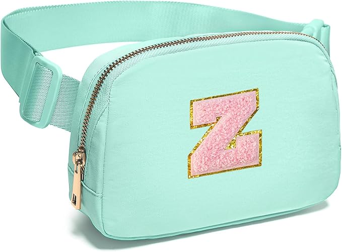 Gitus Belt Bag Fanny Pack Crossbody Bags with Initial Letter Patch Cute Stuff Birthday Gifts for Teenager Girls Trendy Preppy Stuff for Teen Girls Cool Stuff for Teens (Mint Green-Z)