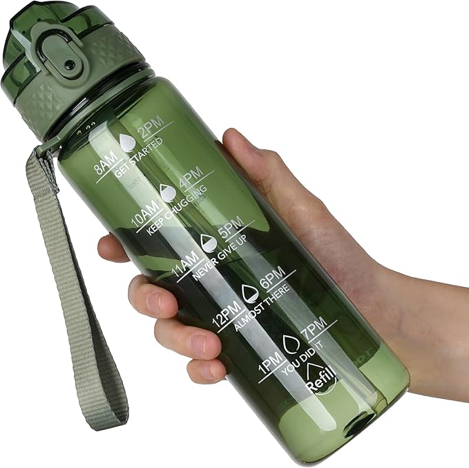 OLDLEY 17oz Kids Water Bottle for school Girls Boys, Motivational Water Bottles With Silicone Straw, Leak-Proof Tritan BPA-Free, Reusable water bottles for kids, Jade