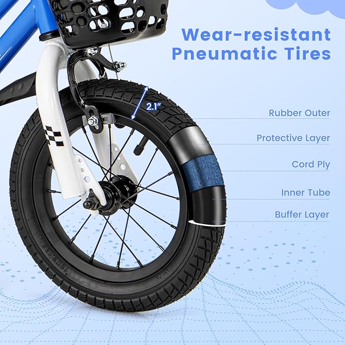 BABY JOY Kids Bike, 12 14 16 18 20 Inch Children Bikes for Boys Girls Teens 3-8 8+ Years w/Training Wheels or Kickstand, Handbrake, Coaster Brake & Removable Basket, Kids Bicycle of Multiple Colors