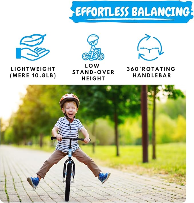 16 Inch Kids Balance Bike for 5-8 Year Old, No Pedals, Air Tires, Footrests, Adjustable Height for Big Boys, Girls
