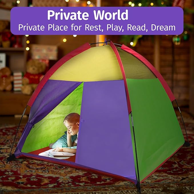 Alvantor Play Tents for Kids Pop Up Tent Toddler Tent Indoor/Outdoor for Children Boys Girls Pets Tent Portable Playhouse Camping Playground 58"x58"x47" Rainbow