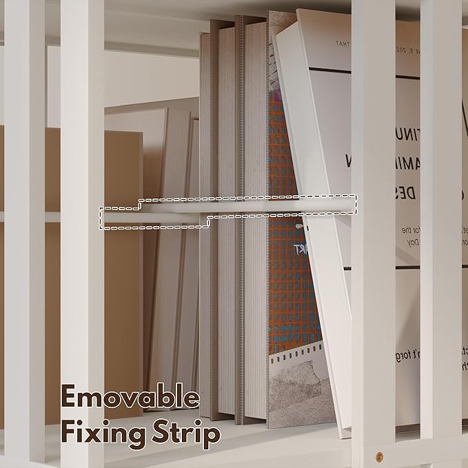 YOWOS Rotating Bookshelf Tower, 360 Display Spinning Bookcase, Bamboo Bookshelf Floor Standing Storage Rack, Wood Narrow Book Shelf Organizer for Kids&Adults (White, 4 Tier)