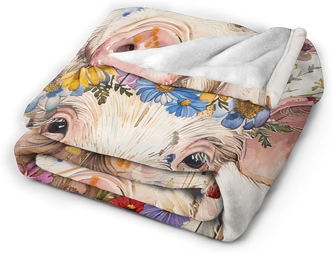 Funny Pig Farm Throw Blanket - Pig Gifts & Decor, Soft Warm Cozy Fleece for Couch, Sofa, Bed - 80"x60"