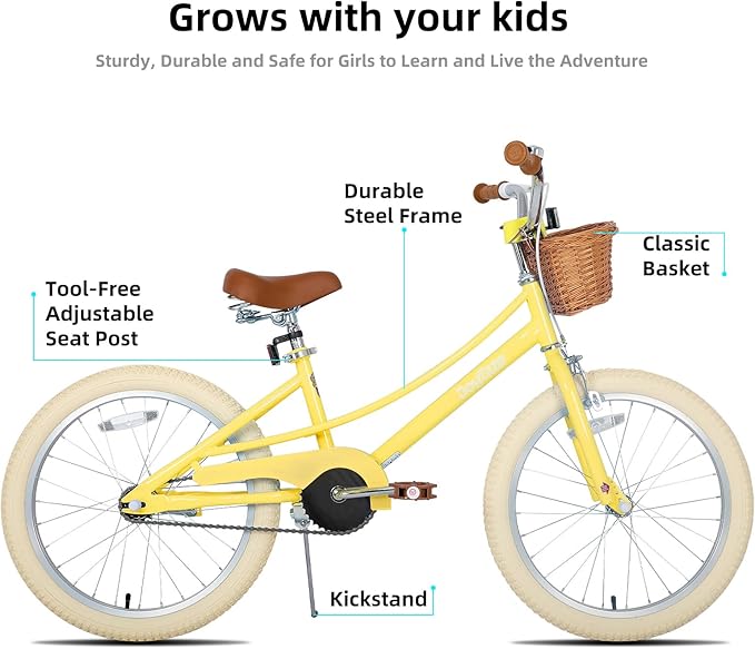 JOYSTAR Girls Bike for 2-12 Years Old Toddlers and Kids, 12" 14" 16" 18“ Retro Style Kids Bike with Training Wheels, 20 Inch Children Bicycle with Kickstand
