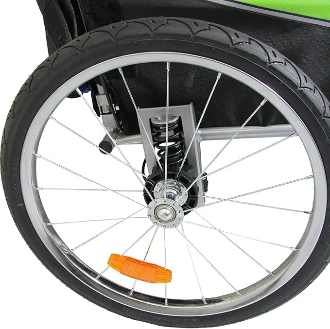 ClevrPlus Deluxe 3-in-1 Double 2 Seat Bicycle Bike Trailer Jogger Stroller for Kids Children | Foldable Collapsible w/Pivot Front Wheel