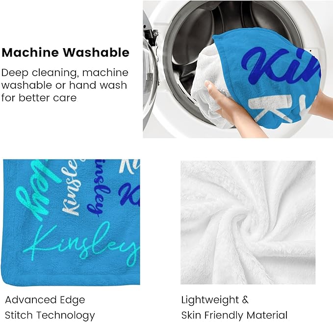 Name Blanket Personalized Blanket for Adult Kids Flannel Customize Throw Blanket Custom (Color 25, 40 x 50 Inches)