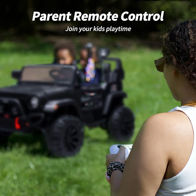 2 Seater Ride on Toy Car for Kids, 24V 4WD Ride-on Truck Kids Electric Car with Remote Control, 4x200W Motors - Black