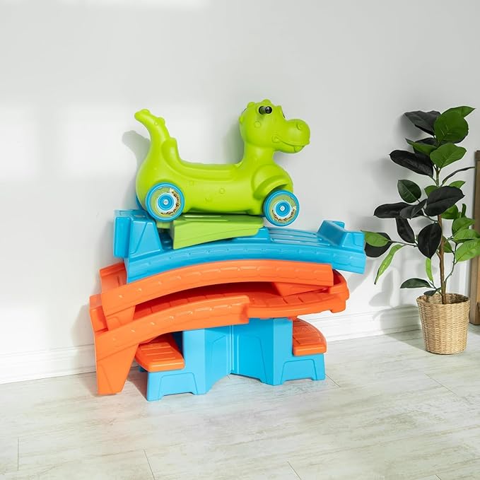 Step2 Dino Dash Up & Down Roller Coaster Kids Ride On Toy, Push Car, Indoor/Outdoor Playset, Made of Durable Plastic, Max Weight 50 lbs., for Toddlers 2-5 Years Old