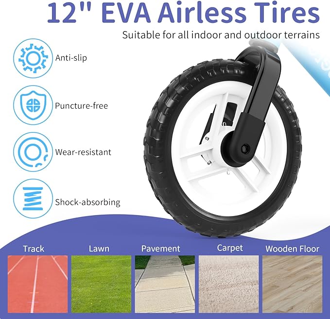 BELEEV C2 Toddler Balance Bike for 2-5 Year Olds with LED Light-Up Wheels, Adjustable Seat & Handlebar & Footrest, 12 inch No-Pedal Training Kids Push Bicycle - First Birthday Gift for Boys & Girls