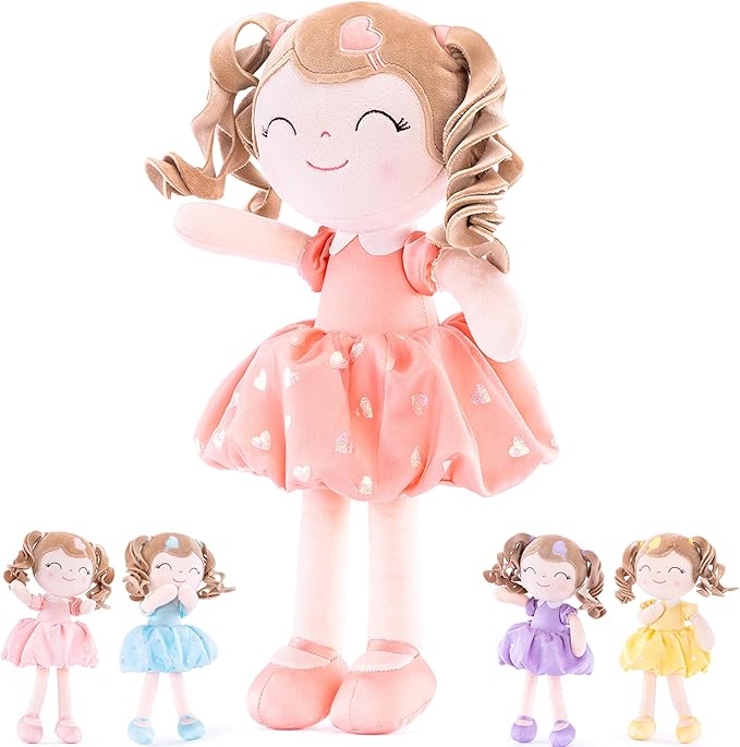 Gloveleya Baby Doll Gifts Plush Curly Girl Toys with Love 16" Orange