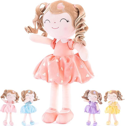 Gloveleya Baby Doll Gifts Plush Curly Girl Toys with Love 16" Orange