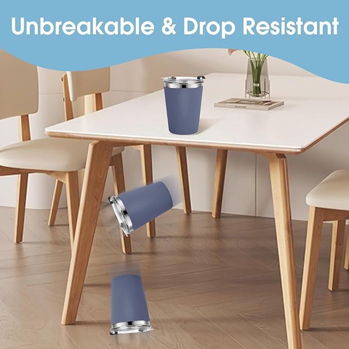 Stainless Steel Kids Cups with Lids and Straws Leakproof, 5 Pack 12oz Spill Proof Cups for Toddlers Kids Tumblers Unbreakable Sippy Cup with Straws for School, Outdoor