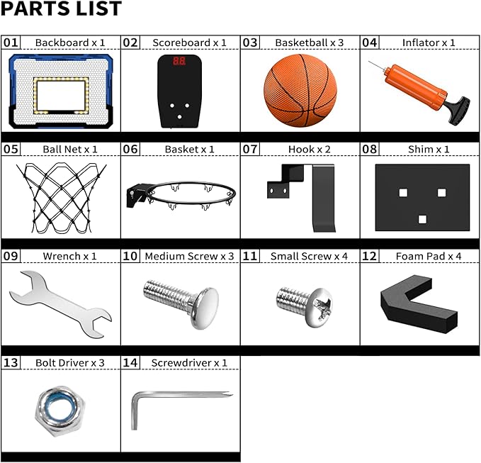 QDRAGON Mini Basketball Hoop with Scoreboard/LED Light, Glow in The Dark Over The Door Basketball Hoop Indoor, Toy Gifts for Kids/Adults/Boys/Girls