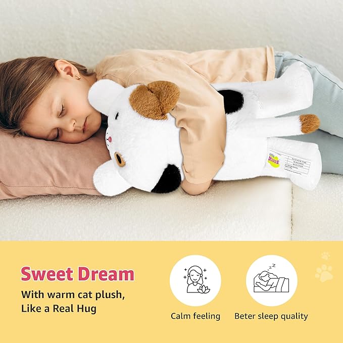 Onsoyours Original Heatable & Weighted Calico Cat Stuffed Animals, 15 inch Microwavable Kitten Plushie for Warmth & Stress Relief - Comfort Soft Plush Toys for Kids and Adults