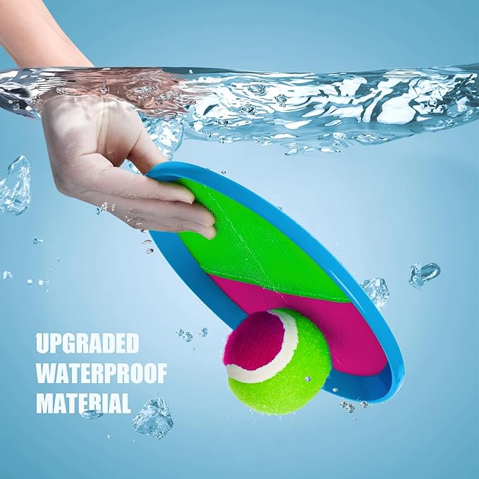 PlayZap Toss and Catch Ball Set Ultra Sturdy ABS- Family Games Christmas Stocking Stuffers Gift for Toddlers Kids Teens Boys Girls 3-5 5-8 8-13+ Yrs - Baseball Toys for Beach Pool Yard Outdoor 6 Pack