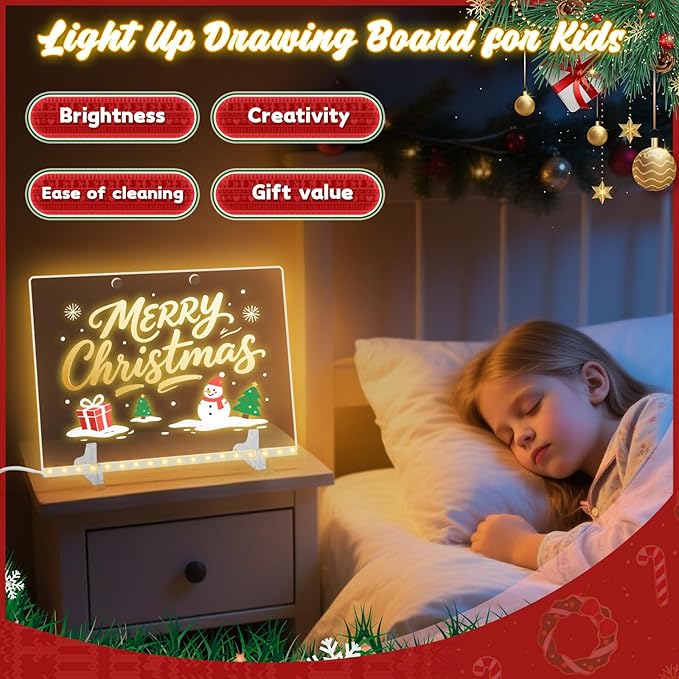 Lumiboard LED Drawing Board,Cosmody Light Up Drawing Board,Led Doodle Board for Kids,Christmas Party Favor Gifts Christmas Stocking Stuffers(13.7"*10")