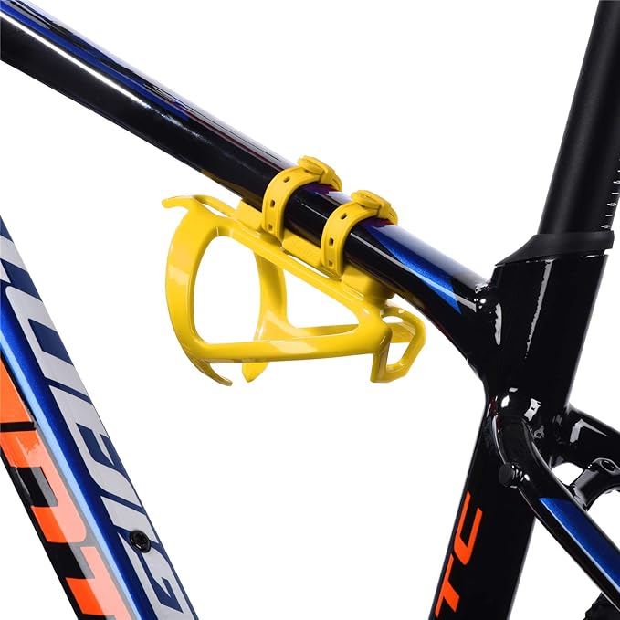 ZONKIE Bicycle Bottle Cages, Plastic Bike Bottle Holder with Cage Mounting Base (Yellow)