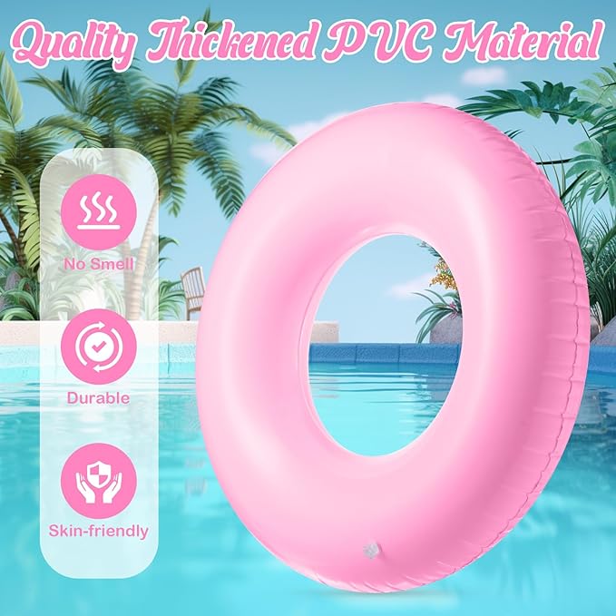 8 Pcs Large Inflatable Pool Float 36 Inches Swimming Ring Pool Floats Adult Inflatable Tube for Summer Vacation Beach River Bachelorette Wedding Party Supplies