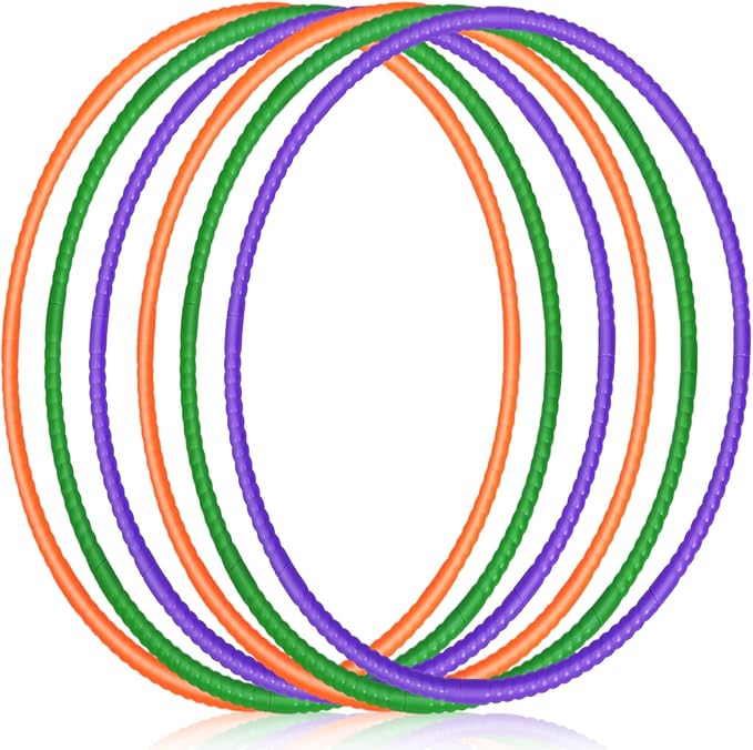 Sratte 12 Pcs Toy Hoop for Kid Detachable Adjustable Toy Hoop Colored Exercise Ring Plastic Circle for Kid Teen Gymnastics Equipment Require Self Assembly(28 Inch,Purple,Green,Orange)