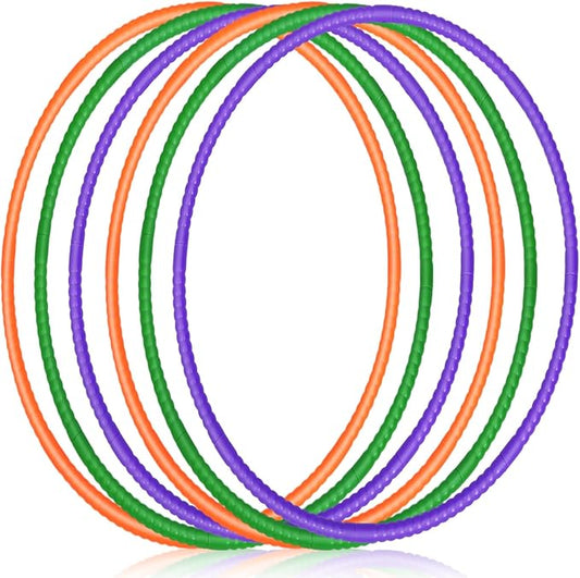 Sratte 12 Pcs Toy Hoop for Kid Detachable Adjustable Toy Hoop Colored Exercise Ring Plastic Circle for Kid Teen Gymnastics Equipment Require Self Assembly(28 Inch,Purple,Green,Orange)