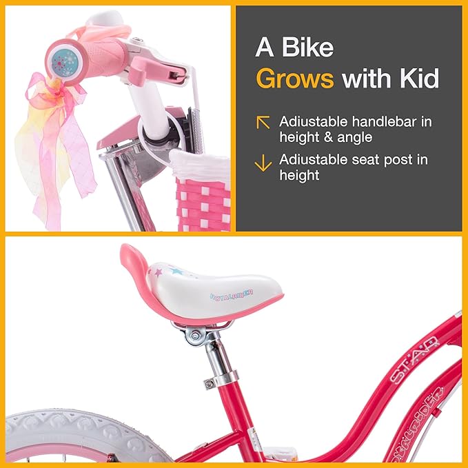 RoyalBaby Girls Bike Classic & EZ Kids Bike, Balance and Pedal Bicycle, 12 14 16 18 20 Inch Toddlers to Big Kids 3-10 Years