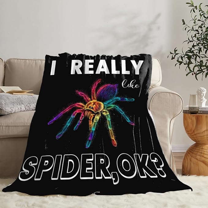 Spider Blanket Gifts for Girls Women Halloween Spider Throw Blankets Cozy Plush Fleece Flannel Fuzzy for Boys Men Decor 80"X60"