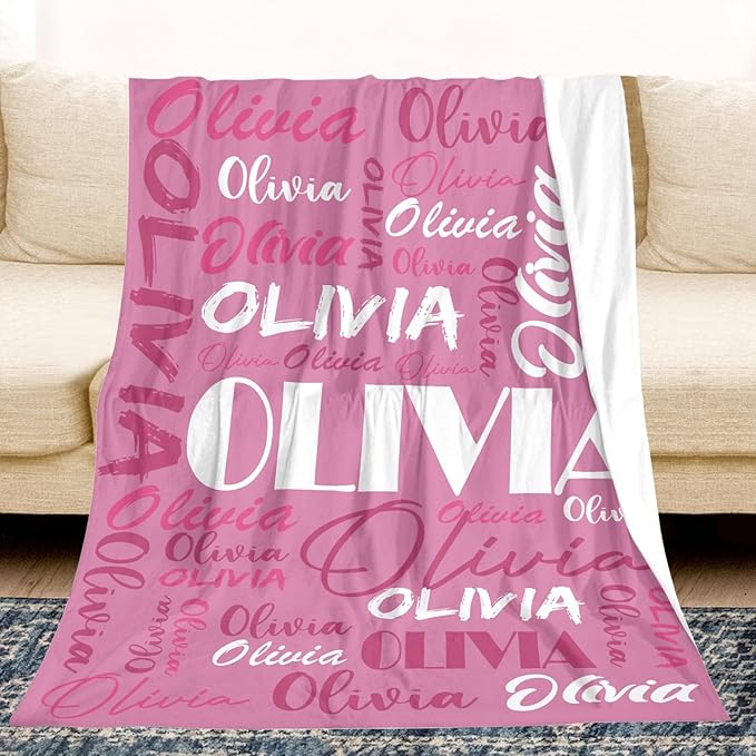 Dr.TOUGH Personalized Name Blanket Personalized Blanket for Adult Kids Flannel Customized Personalized Blankets and Throws