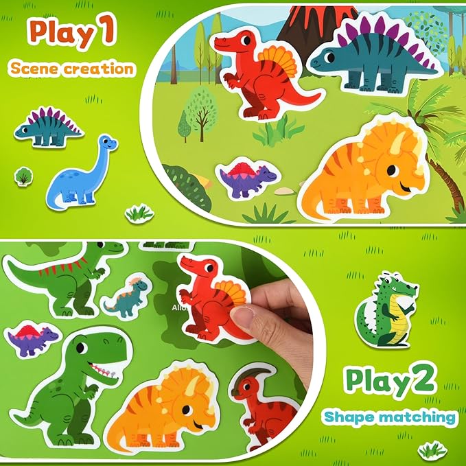 ASTARON 3 Pack Reusable 3D Puffy Sticker Book for Kids 3-6, Jelly Sticker Game Educational Sensory Learning Toy, Travel Toys and Busy Book(Little Wings Handle)