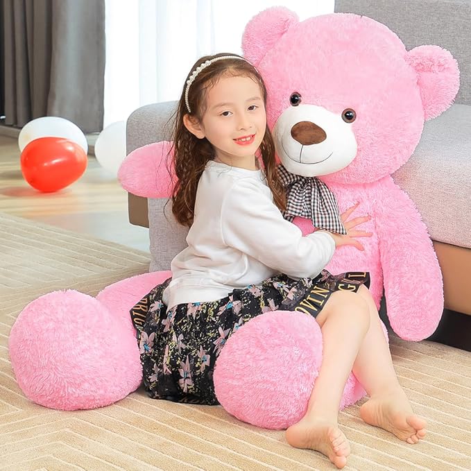 Giant Pink Teddy Bear 47" Stuffed Animals Plush Toy, 4 Feet Cute Life Size Big Soft Bear for Boy Girl Birthday Valentine Mother's Day, 120CM, 5LBs