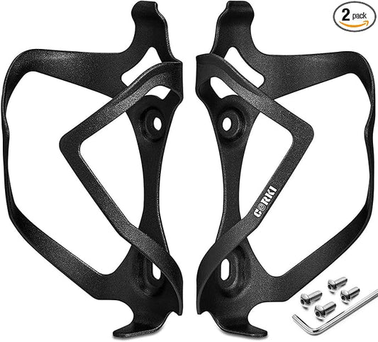 Bike Water Bottle Holder Bicycle Cage for Mountain Road MTB Gravel Adult Bikes Cycling Universal Carrier Rack 2 Pack Aluminum Alloy Ultralight Kettle Drink Accessories Black