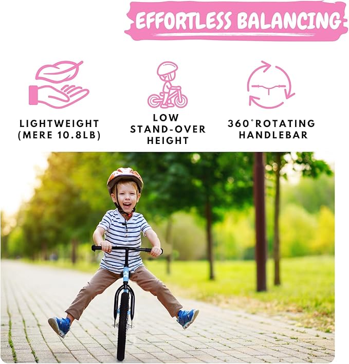 16 Inch Kids Balance Bike for 5-8 Year Old, No Pedals, Air Tires, Footrests, Adjustable Height for Big Boys, Girls