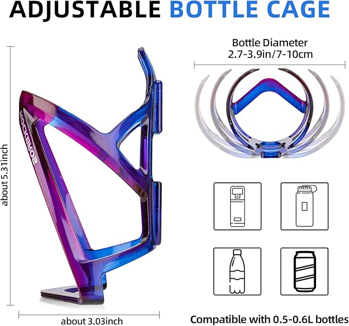 ROCKBROS Bike Water Bottle Holder Ultra-Light Bicycle Bottle Cages with Screws Tool, Universal Bike Cup Holder for Road MTB Mountain Bikes Cycling Accessories（2 Pack）