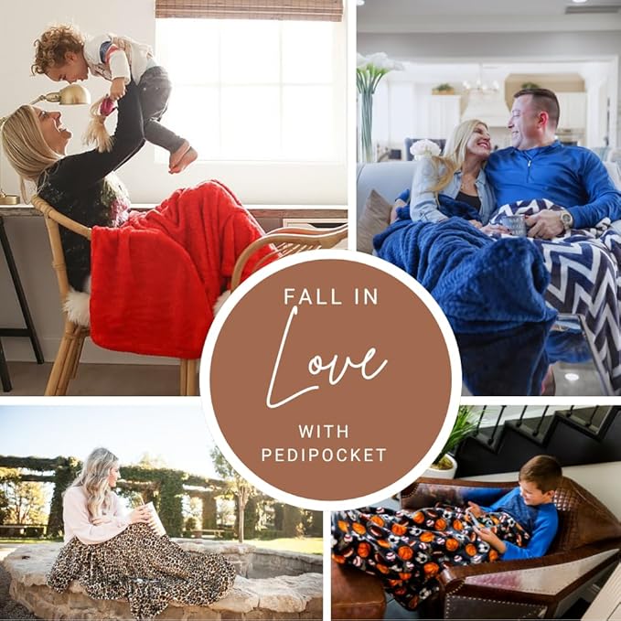 PediPocket Kidz Patented Foot Blanket – Fancy Feline – 40” x 50” with 15” Deep Foot Pocket, Plush Velvety Fleece Blanket for Kids,Everyday Luxurious Comfort, Machine Washable, Gift Idea (non-electric)