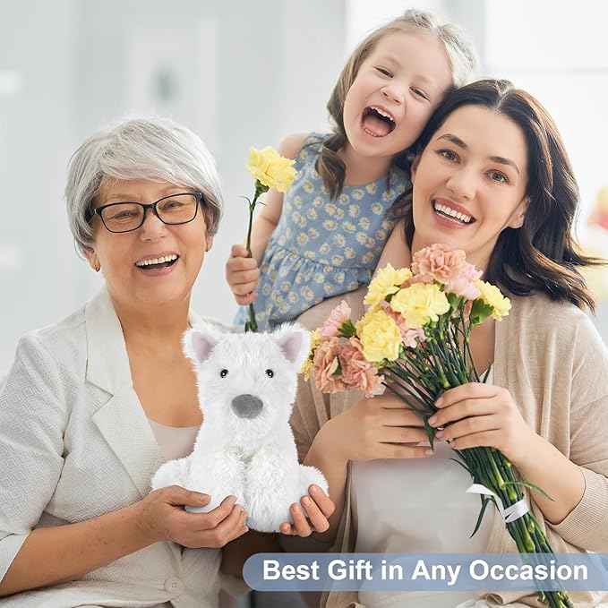 Coolable & Heatable West Highland White Terrier Dog Stuffed Animals for Kids & Adult, Westie Puppy Plush Toys Microwavable Heating Pad for Soothing & Period, Lavender Plushies for Anxiety