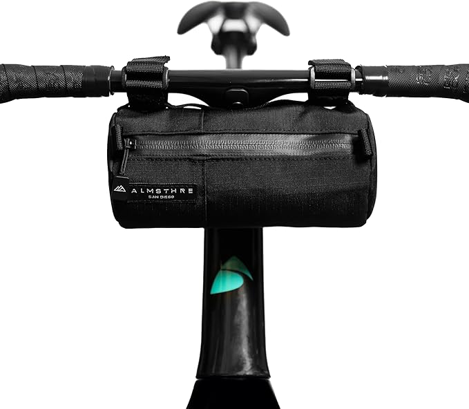 Simple Bar Bag | Soft-Shell Bike Handlebar Bag with Waterproof Zipper & Adjustable Straps | Lightweight Bicycle Handlebar Bag (Simple, Midnight Black)