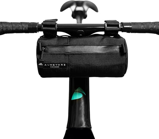 Simple Bar Bag | Soft-Shell Bike Handlebar Bag with Waterproof Zipper & Adjustable Straps | Lightweight Bicycle Handlebar Bag (Simple, Midnight Black)